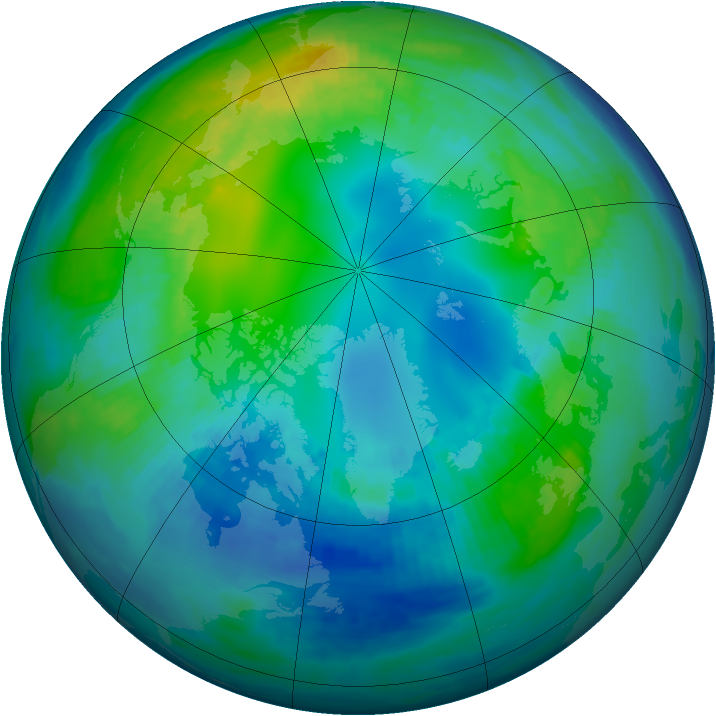 Arctic ozone map for 30 October 2000